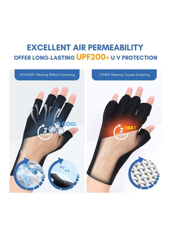 Saviland Uv Gloves For Nails: Professional Upf200+ Uv Gloves For Gel Manicures Anti Uva & Uvb 999+ Gloves For Gel Nail Lamp Fingerless Uv Light Gloves For Gel Nails Prevent Hands From Uv Harm (Black)  - Image 5