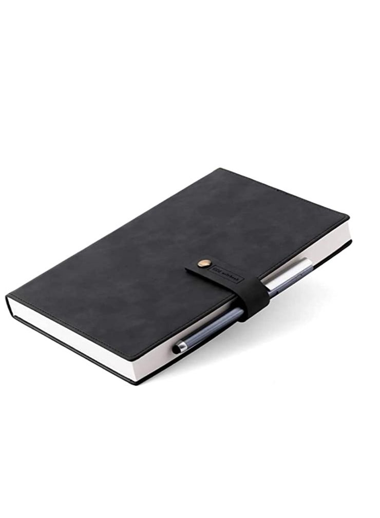 SYOSI Refillable Writing Journal, Hardcover Notebook, Retro Faux Leather Cover Notebook, Travel Diary, Wide Ruled Paper, Daily Use Gift for Teachers, Back to College Students (Black) - Image 1