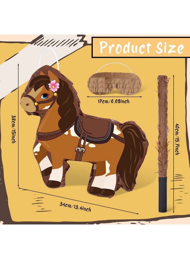 Harrycle Horse Pinata Bundle Horse Party Pinata Set Include Brown Horse Pinata Bat Stick Blindfold Mask For Horse Theme Birthday Cowboy Party Carnival Pinata Game Decor Supplies 15 X 13.4 X 3.2 Inch - Image 3
