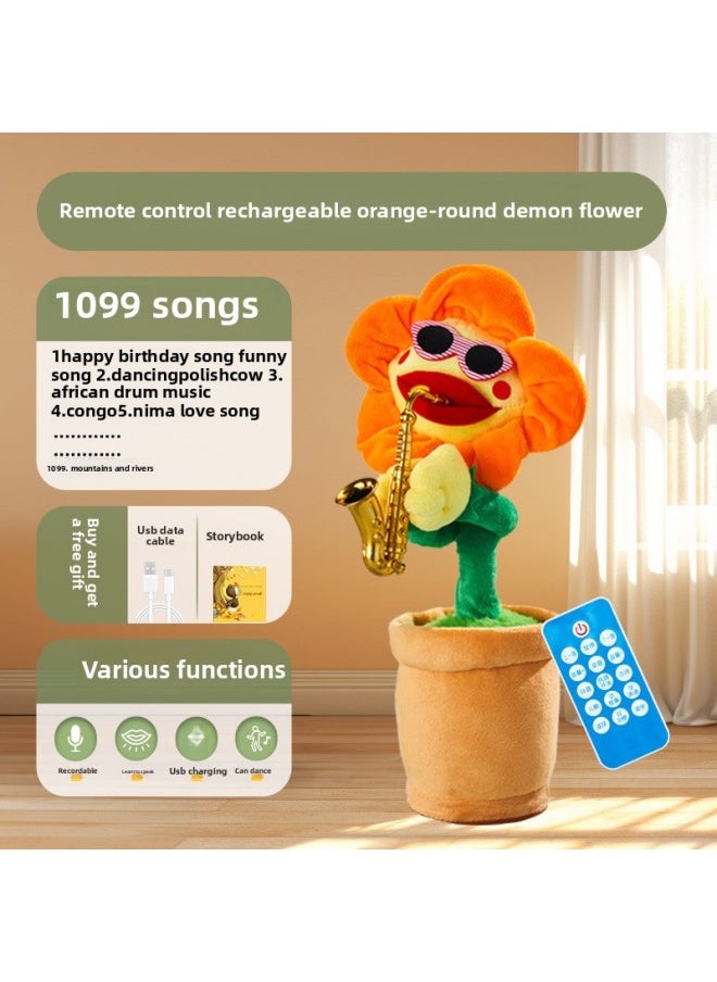 Generic - Dancing Cactus Toys Can Learn To Talk Baby Baby Children 0 A 1 Year Old Enchanting Flower Repetition Recording Doll-Color:[remote Control Model] Orange Round Enchanting Flower 1099 Songs + Learn To Speak + Record + Glowing And Dancing-Height:[collect And Purchase, Priority Delivery] - Image 1