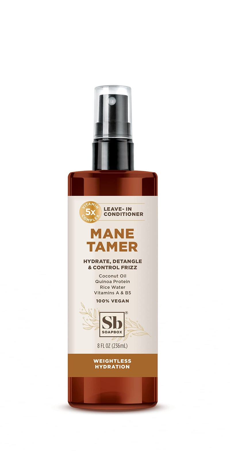 Soapbox Leave-In Conditioner, Mane Tamer, Leave in Conditioner Spray to Tame Frizz, Smooth Fly Aways, Hydrate, Add Shine & Detangle Dry, Damaged Hair, Paraben Free, Vegan, 8oz - Image 1