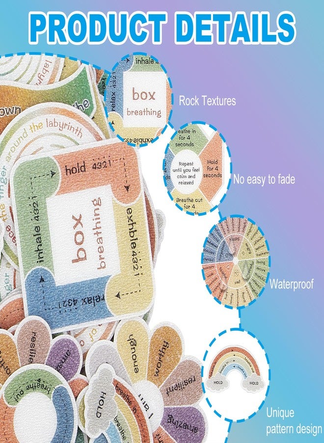 imdbean 105 Pcs Anxiety Sensory Stickers, 2 Textured Surface Calm Stickers Anti Stress Anxiety Relief Items Adhesive Tactile Fidget Tool for Classroom Desk Adults Teens Anxiety Relief - Image 5