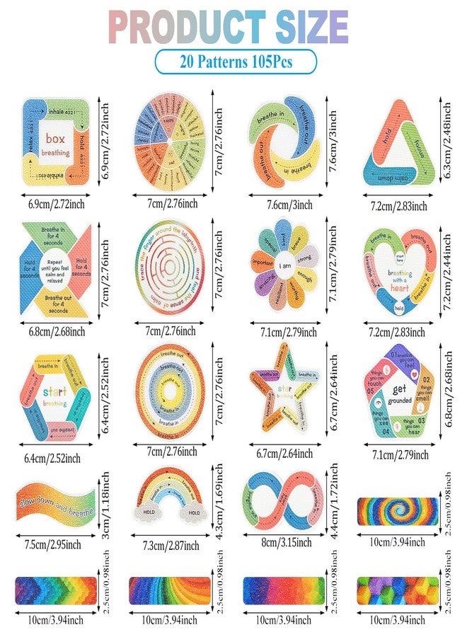 imdbean 105 Pcs Anxiety Sensory Stickers, 2 Textured Surface Calm Stickers Anti Stress Anxiety Relief Items Adhesive Tactile Fidget Tool for Classroom Desk Adults Teens Anxiety Relief - Image 3