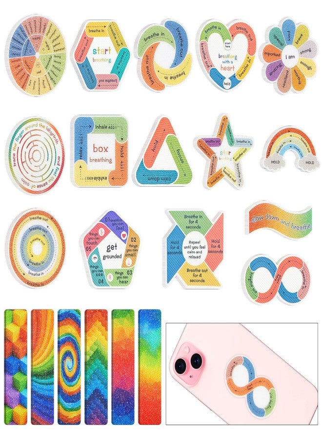 imdbean 105 Pcs Anxiety Sensory Stickers, 2 Textured Surface Calm Stickers Anti Stress Anxiety Relief Items Adhesive Tactile Fidget Tool for Classroom Desk Adults Teens Anxiety Relief - Image 1