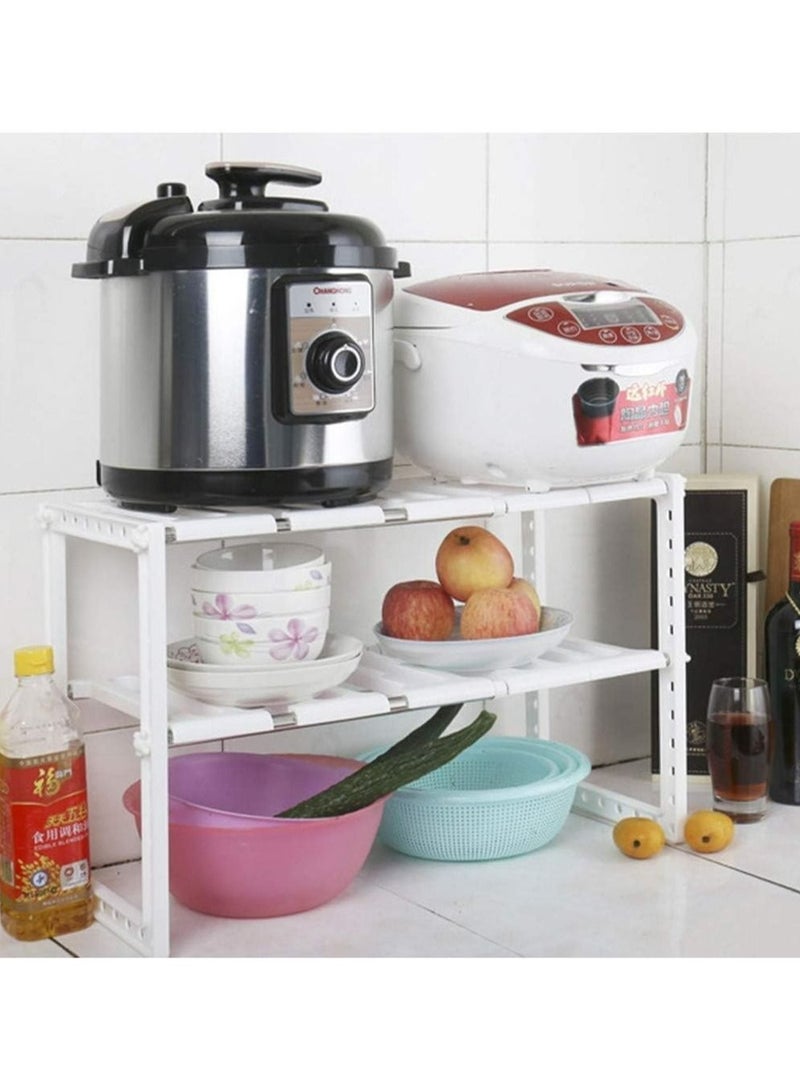 رولستيمي منظم تخزين قابل للتوسيع تحت الحوض للمطبخ رف متعدد الأغراض أبيض 66 * 26 * 38 سم - Image 3