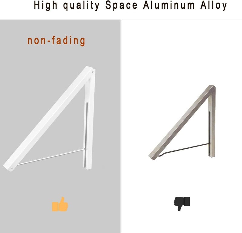 Anjuer Folding Clothes Hanger Wall Mounted Retractable Clothes Rack, Aluminum, Easy Installation, White - Image 5