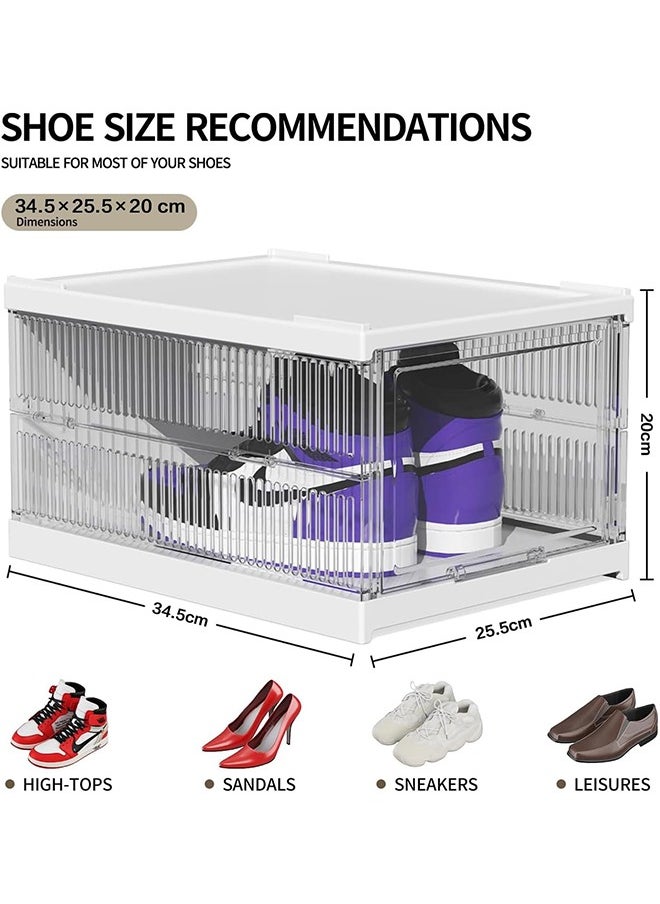 Large 3 Pack Shoe Storage Box, Clear Acrylic Stackable Shoe Organizer, Foldable Shoe Rack Sneaker Container Bin Holder, Shoe Display Case and Sneaker Collection Box, Easy Assembly (3 layer)