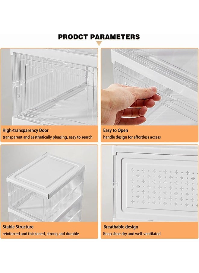 Large 3 Pack Shoe Storage Box, Clear Acrylic Stackable Shoe Organizer, Foldable Shoe Rack Sneaker Container Bin Holder, Shoe Display Case and Sneaker Collection Box, Easy Assembly (3 layer)