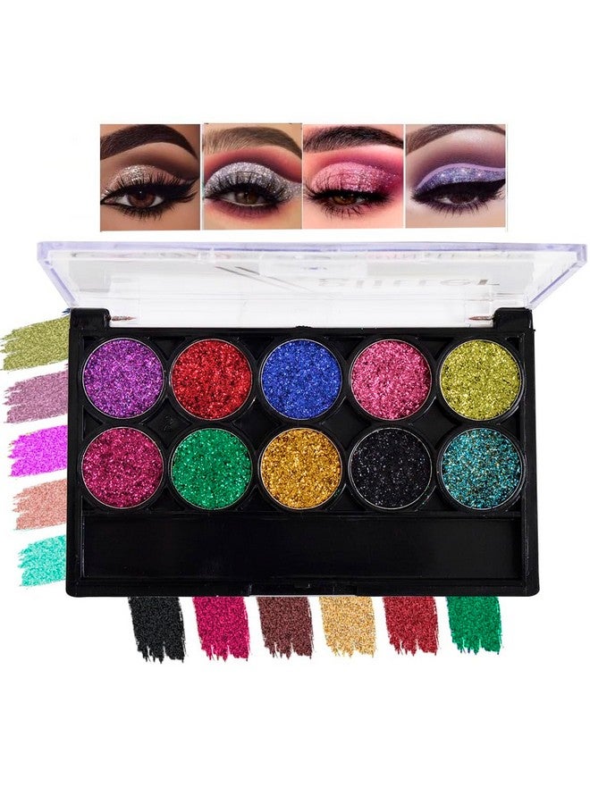 adbeni 10 Color Glitter Eyeshadow Palette | Long Lasting And Easily Blendable | Beautiful & Twinkle Eyes | Shimmery Finish & Trendy Colors 01 (A001) - Image 1