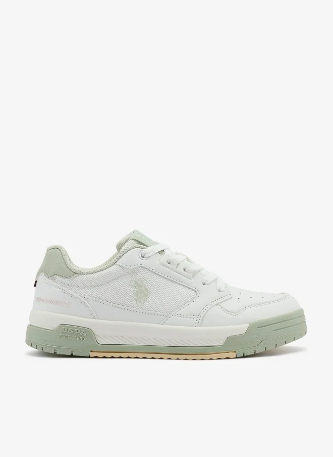 يو اس بولو اسن أحذية رياضية بيضاء نسائية بأسلوب جريء ومتين للملابس الخارجية