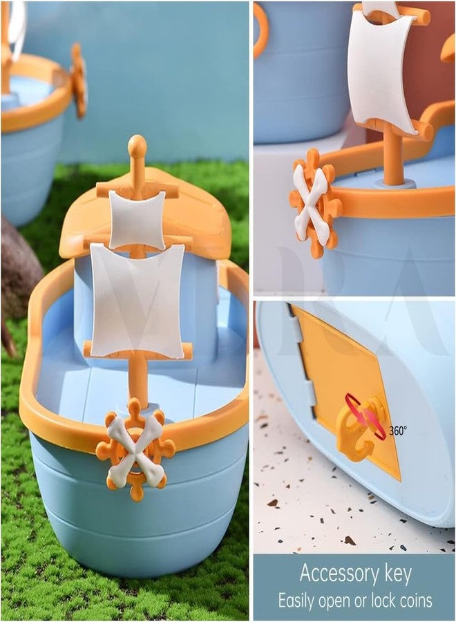 Overa Piggy Bank - Boat Shaped Coin Box for Kids, Money Bank for Kids Piggy Saving Box for Girls, Boys, Birthday Return Gift for Children. (Orange) - Image 2