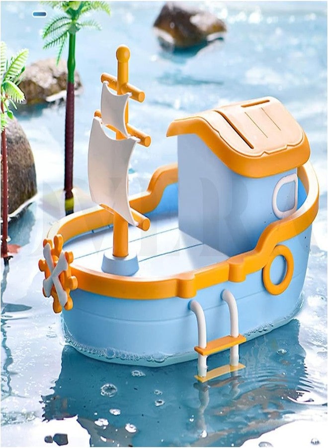 Overa Piggy Bank - Boat Shaped Coin Box for Kids, Money Bank for Kids Piggy Saving Box for Girls, Boys, Birthday Return Gift for Children. (Orange) - Image 1