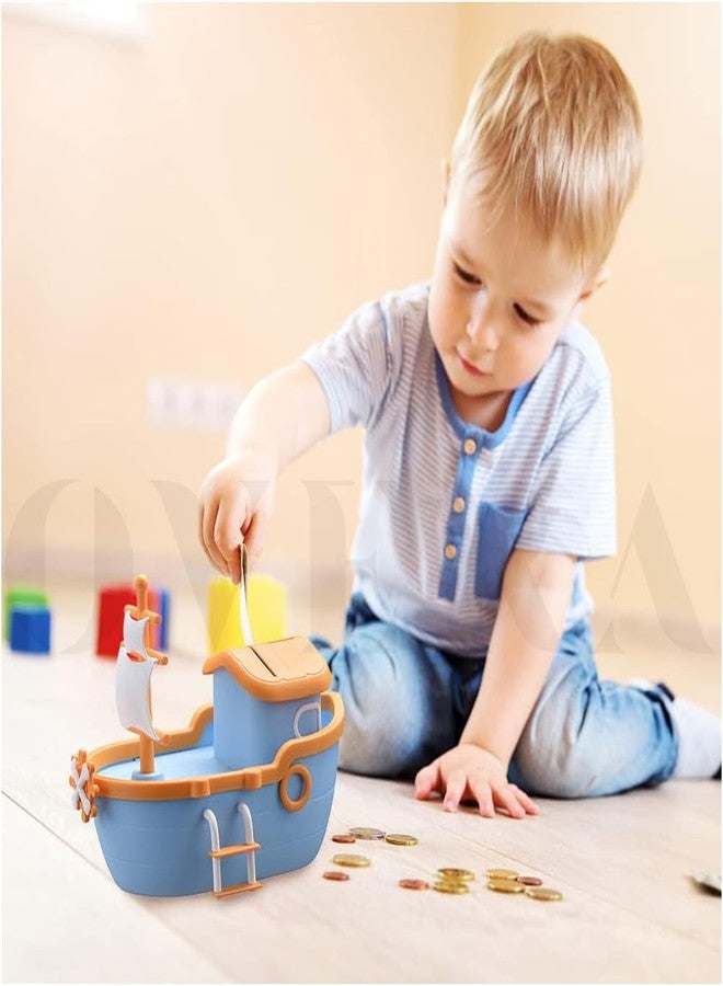 Overa Piggy Bank - Boat Shaped Coin Box for Kids, Money Bank for Kids Piggy Saving Box for Girls, Boys, Birthday Return Gift for Children. (Orange) - Image 5