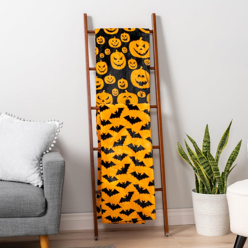 PAVILIA PAVILIA Halloween Throw Blanket | Orange Pumpkin Fall Fleece Blanket | Soft  Plush  Warm Black Fall Cabin Throw  50x60 (Pumpkin Halloween)  - Image 3
