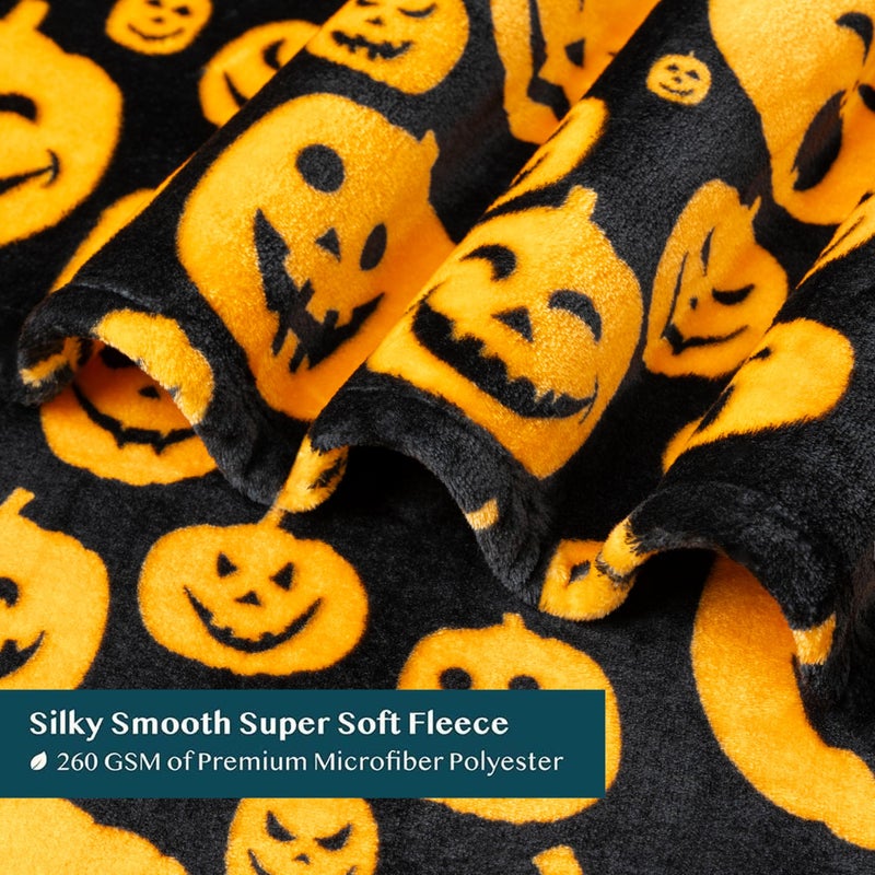 PAVILIA PAVILIA Halloween Throw Blanket | Orange Pumpkin Fall Fleece Blanket | Soft  Plush  Warm Black Fall Cabin Throw  50x60 (Pumpkin Halloween)  - Image 4