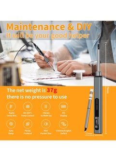 Excefore Soldering Iron Kit - Temperature Adjustable Electric Solder Iron Gun Welding Set, Portable Soldering Iron, Fast Heating, Digital OLED Screen Display, Auto Sleep (2 types of replacement welding tips)  - Image 4