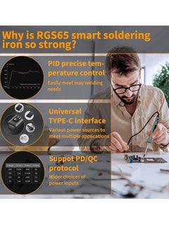 Excefore Soldering Iron Kit - Temperature Adjustable Electric Solder Iron Gun Welding Set, Portable Soldering Iron, Fast Heating, Digital OLED Screen Display, Auto Sleep (2 types of replacement welding tips)  - Image 5