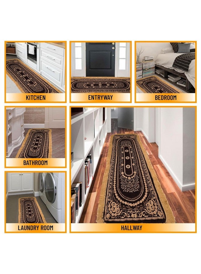 Kuber Industries 22x60 Inch Runner for Bedroom & Living Room | Foldable & Durable Bedside Carpet/Mat & Kitchen Runner for Floor, Home & Office | Gold & Brown - Image 5