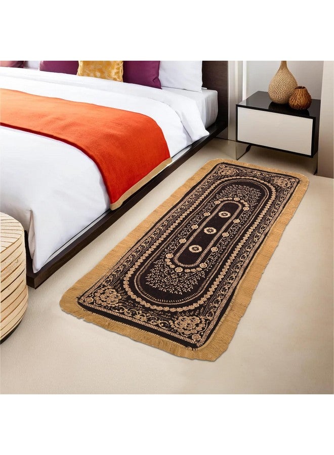 Kuber Industries 22x60 Inch Runner for Bedroom & Living Room | Foldable & Durable Bedside Carpet/Mat & Kitchen Runner for Floor, Home & Office | Gold & Brown - Image 1