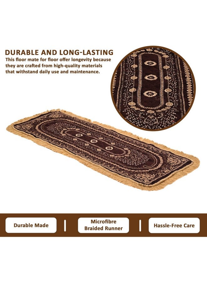 Kuber Industries 22x60 Inch Runner for Bedroom & Living Room | Foldable & Durable Bedside Carpet/Mat & Kitchen Runner for Floor, Home & Office | Gold & Brown - Image 4