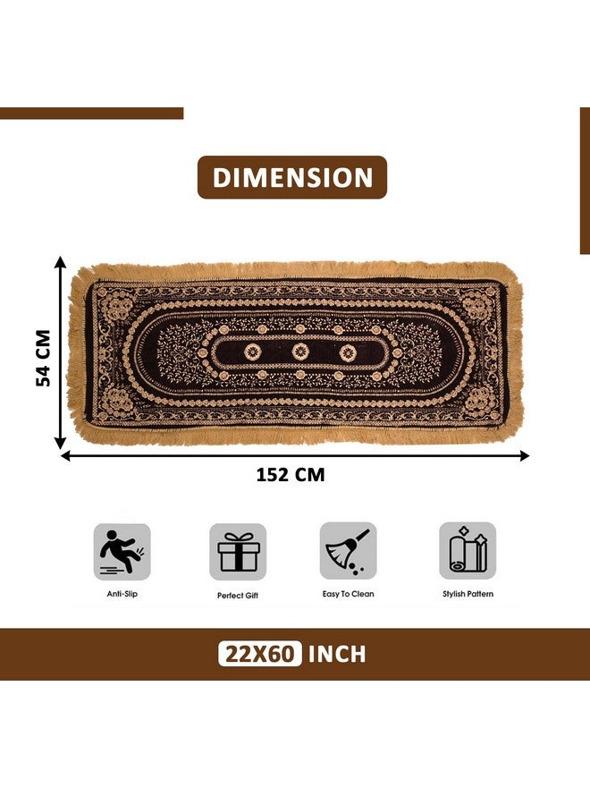 Kuber Industries 22x60 Inch Runner for Bedroom & Living Room | Foldable & Durable Bedside Carpet/Mat & Kitchen Runner for Floor, Home & Office | Gold & Brown - Image 3
