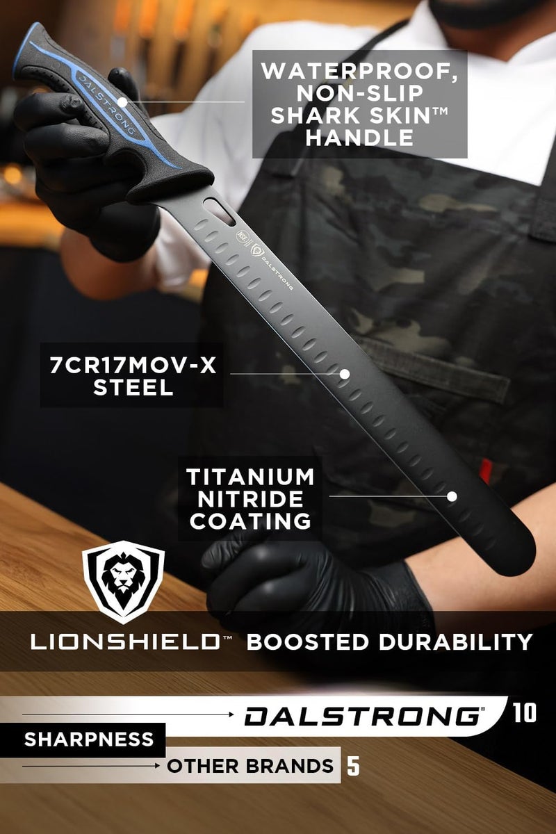 Dalstrong Slicing Knife 12”-Night Shark Series High Carbon Steel-Titanium Coated Blade - Filet Knife for Fish, Cheese, Bread- Polypropylene Handle Professional-w/Sheath-NSF Certified - Image 4