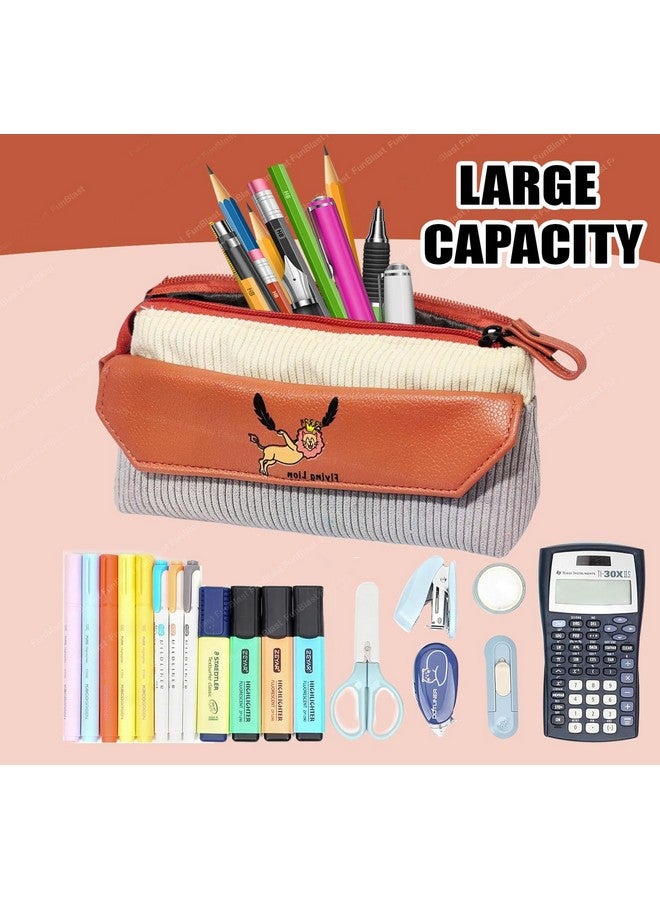 فنبلاست حقيبة أقلام فن بلاست للبنات - حقيبة أقلام كاواي، منظم أقلام أنيق، حقيبة متعددة الأغراض بسحاب للأطفال والكبار، حقيبة تنظيم أدوات مكتبية كبيرة السعة (رمادي) - Image 5