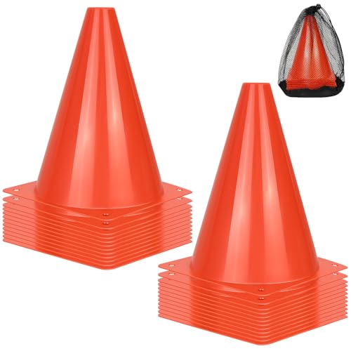 PXZBLG 24pcs Soccer Cones, 7 Inch Soccer Cones, Plastic Traffic Cones, Training Cones for Basketball Football Skating Drills Practice - Image 1