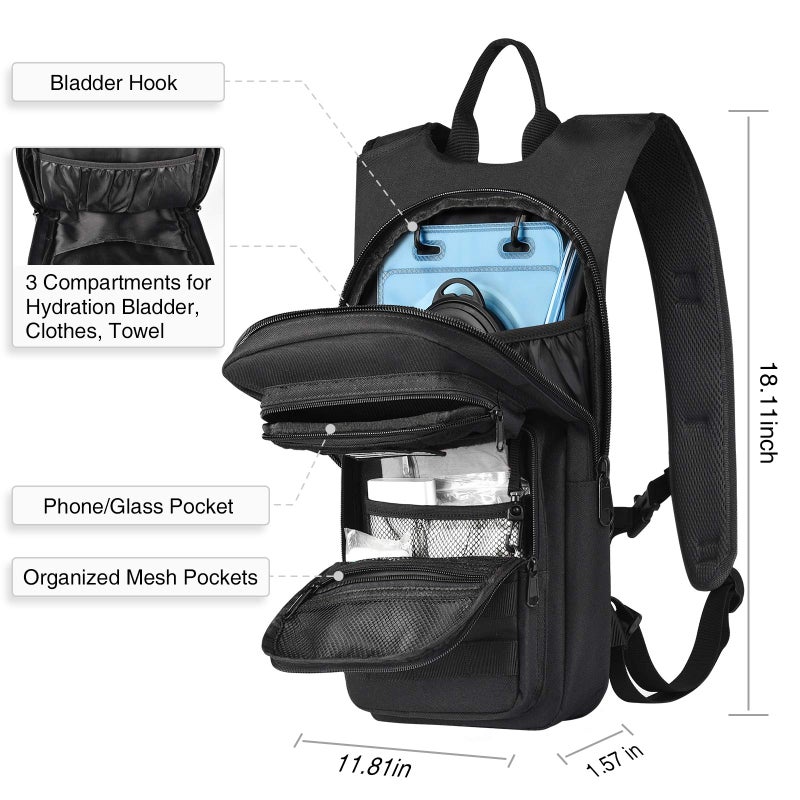 NOOLA Hydration Backpack with 3L TPU Water Bladder, Tactical Molle Water Backpack for Men Women, Hydration Pack for Hiking, Biking, Running and Climbing, Black - Image 5
