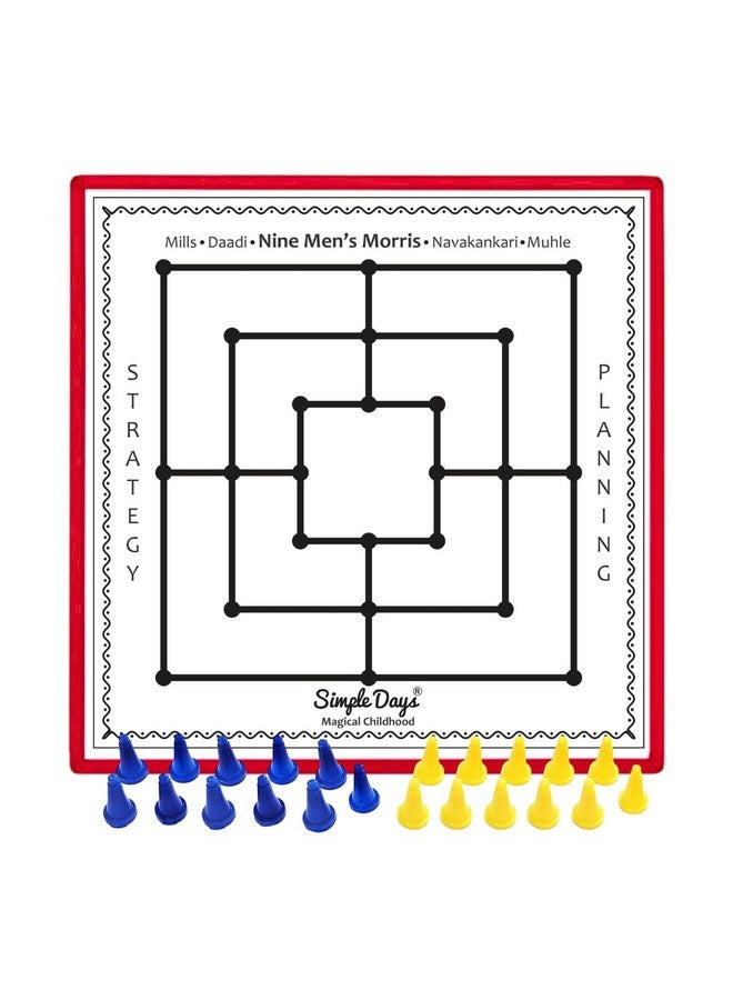 Simple Days Daadi Navakankari Nine Men's Morris Classic Strategy Board Game - Image 1