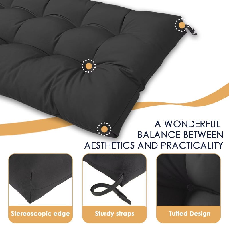MTMR Outdoor Bench Cushion-44X19 Water-Repellent Tufted Porch Swing Cushions with High Elasticity PP Cotton and Ties Fade-Resistant Patio Outdoor Chair Cushion for Bench Furniture, Indoor Seat Cushion - Image 3