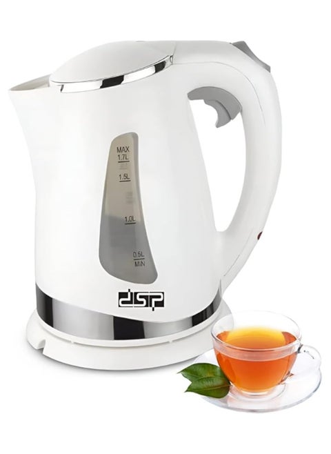 DSP electric kettle, Water Boiler, 1.7L, 2200W Fast Boiling, Auto Shut-Off, Dry Boil Protection, 360° Cordless Rotation, Visible Water Level, Secure Locking Lid, KK1110