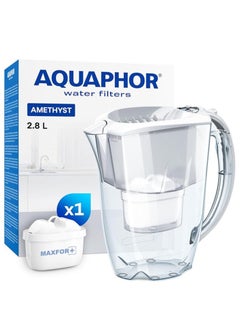 Aquaphor Water Filter Jug Amethyst White 1 X MAXFOR+ Filter Included I Capacity 2.8l I Fits in the fridge door I Reduces Limescale Chlorine & Microplastics  - Image 1