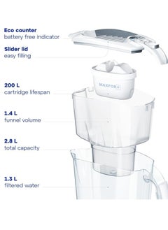 Aquaphor Water Filter Jug Amethyst White 1 X MAXFOR+ Filter Included I Capacity 2.8l I Fits in the fridge door I Reduces Limescale Chlorine & Microplastics  - Image 3