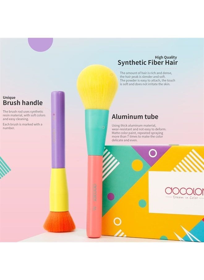 docolor - Makeup Brushes 15Pcs Colourful Makeup Brush Set Premium Gift Synthetic Face Powder Kabuki Foundation Contour Blush Concealers Eye Shadow Blending Professional Make Up Brush Kit - Dream of Colo - Image 1