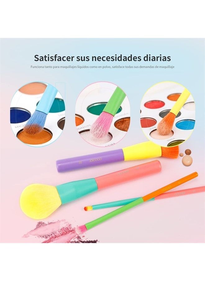 docolor - Makeup Brushes 15Pcs Colourful Makeup Brush Set Premium Gift Synthetic Face Powder Kabuki Foundation Contour Blush Concealers Eye Shadow Blending Professional Make Up Brush Kit - Dream of Colo - Image 1