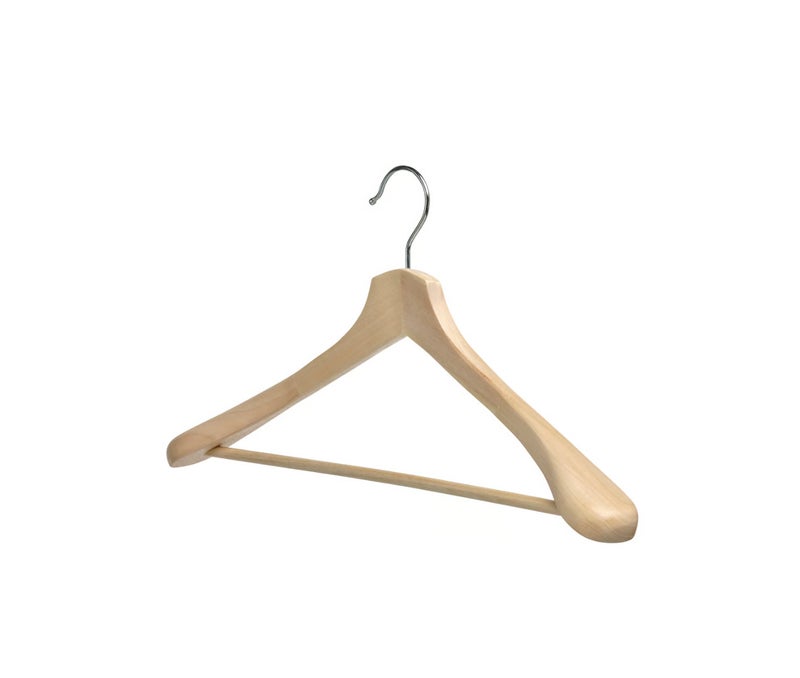 Coat Hanger, Natural Solid Wood Heavy-Duty Wooden Clothes Hanger for Coats, Jackets, Shirts and Trousers, Sturdy Garment Hanger for Wardrobe and Closet Organization - Image 1