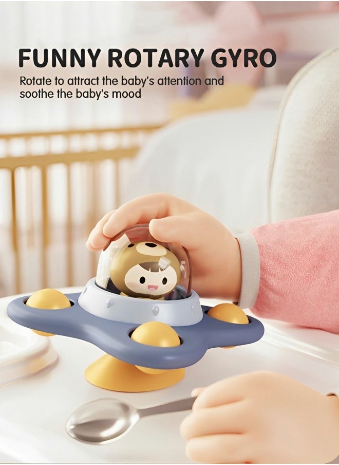 GROIC - 3 Pcs Suction Cup Spinner Toys, 3D Cartoon Sensory Spinning Top Toys for Toddlers, Bath Teething Montessori STEM Fidget Spinning Toys for Babies - Image 1