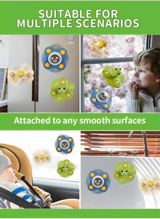 GROIC - 3 Pcs Suction Cup Spinner Toys, 3D Cartoon Sensory Spinning Top Toys for Toddlers, Bath Teething Montessori STEM Fidget Spinning Toys for Babies - Image 1