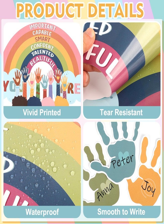 Hedeey 41Pcs Boho Classroom Bulletin Board Decorations Sets,Everyone is Welcome Classroom Positive Motivational Inspirational Wall Decor Boho Rainbow Cutouts for School Classroom Decor - Image 3