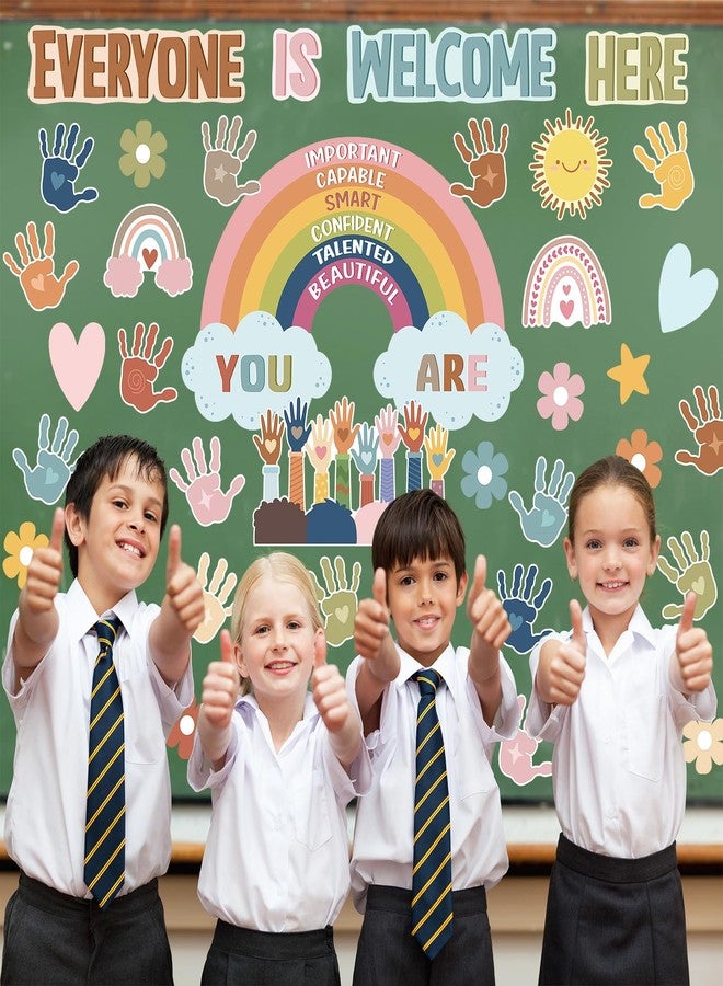 Hedeey 41Pcs Boho Classroom Bulletin Board Decorations Sets,Everyone is Welcome Classroom Positive Motivational Inspirational Wall Decor Boho Rainbow Cutouts for School Classroom Decor - Image 5