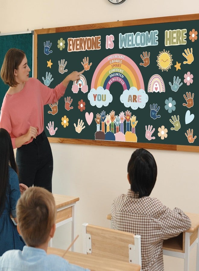 Hedeey 41Pcs Boho Classroom Bulletin Board Decorations Sets,Everyone is Welcome Classroom Positive Motivational Inspirational Wall Decor Boho Rainbow Cutouts for School Classroom Decor - Image 4