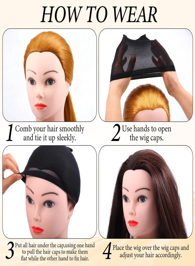xozeooeu 150 Pieces Black Wig Caps, Stretchy Nylon Stocking Wig Caps with Wide Elastic Band, Breathable Liners for Women and Men - Image 5