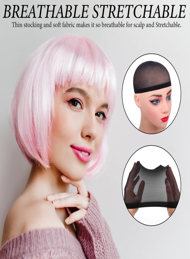 xozeooeu 150 Pieces Black Wig Caps, Stretchy Nylon Stocking Wig Caps with Wide Elastic Band, Breathable Liners for Women and Men - Image 4