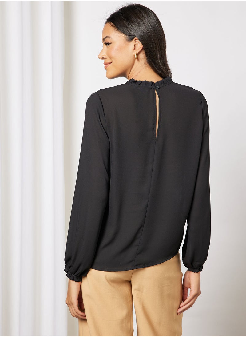 Jacqueline de Yong - Ruffle High Neck Blouse - Image 1
