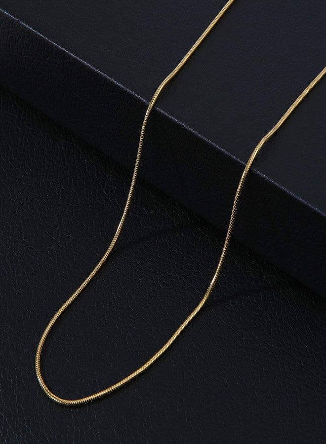 Fiusem قلادة فيوسيم مطلية بالذهب للنساء، سلسلة متعرجة مطلية بالذهب عيار 14 قيراطًا، سلسلة تشوكر على شكل ثعبان للنساء، 20 بوصة، من الفولاذ المقاوم للصدأ، بدون أحجار كريمة - Image 4