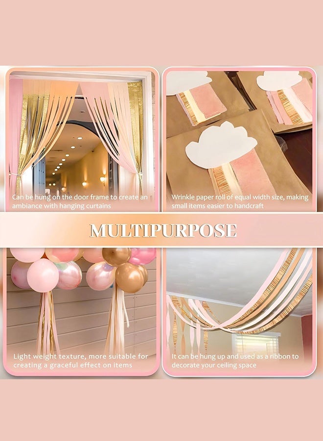 Organizer Streamers Party Decorations,8 Rolls Pink Gold Crepe Paper Streamers for Wedding, Birthday, Bachelorette, Bridal Showerand Baby Shower Girl - Image 4