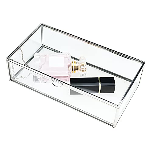 HighFree Vintage Glass Box with Lid - Clear Jewelry Glass Display Box Keepsake Box - Home Decor Decorative Box for Trinket Rings Bracelet (Silver, Medium) - Image 5