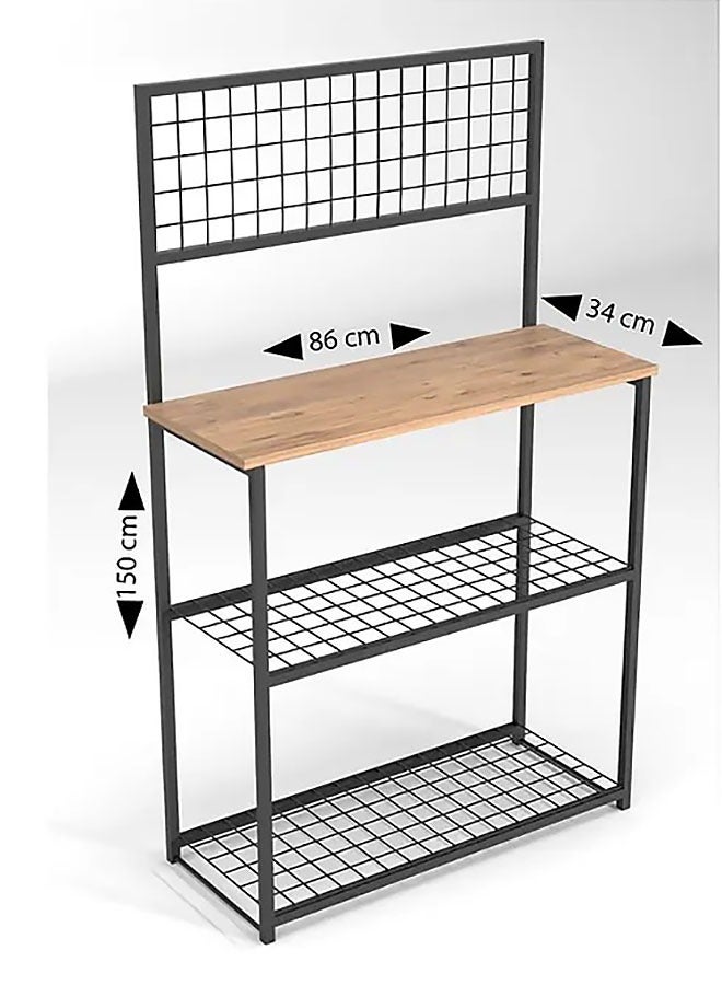 AGD Stylish and Modern 3-Tier Coffee Corner Table with Cup Holder Brown/Black - Image 3