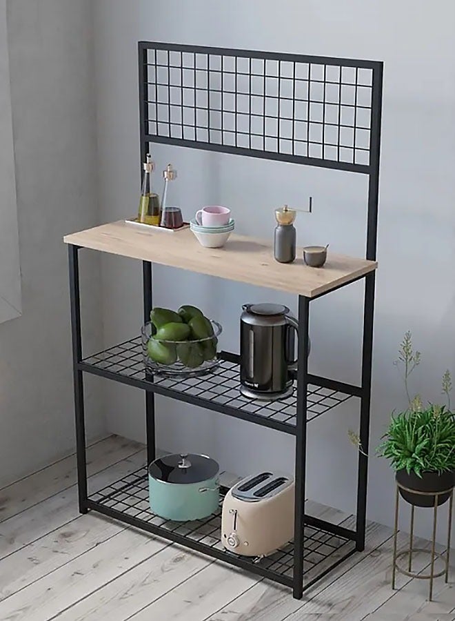 AGD Stylish and Modern 3-Tier Coffee Corner Table with Cup Holder Brown/Black - Image 2